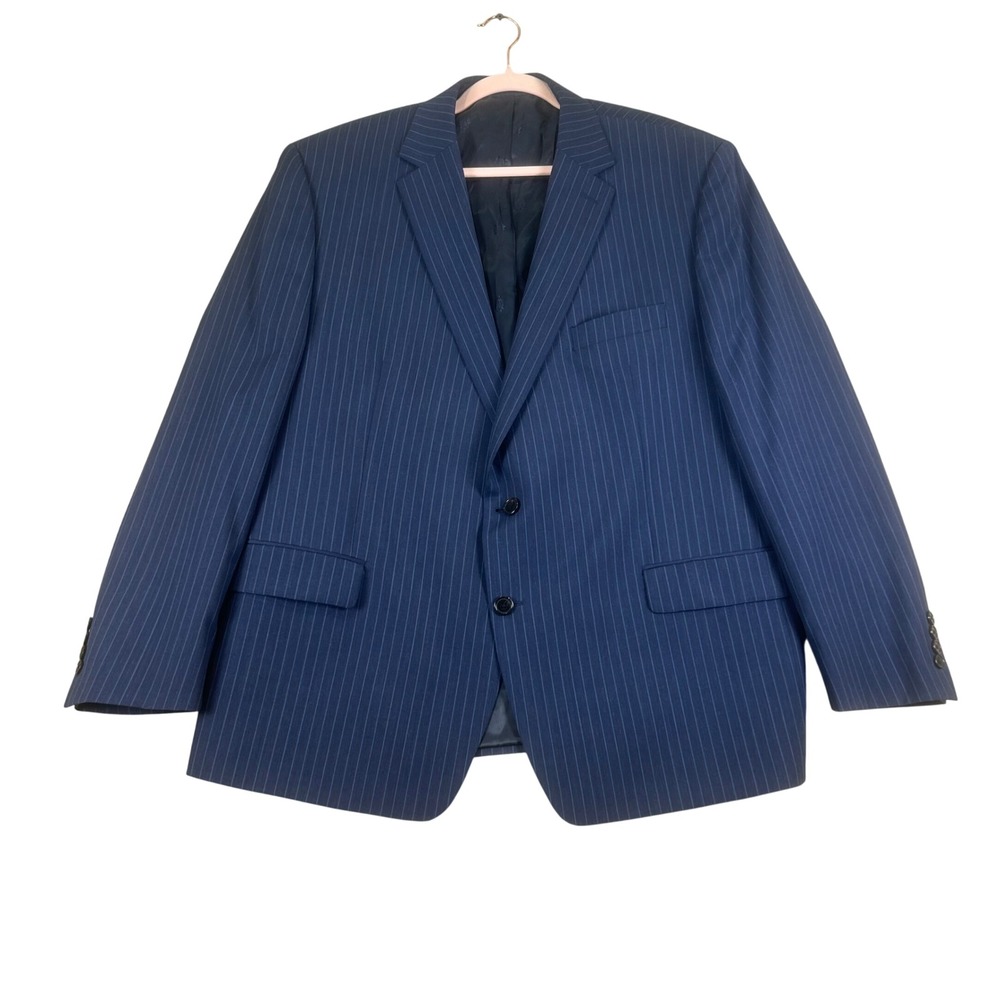 Lauren Ralph Lauren Mens 48R Navy Blue Pinstripe Wool Blend Blazer Suit Jacket